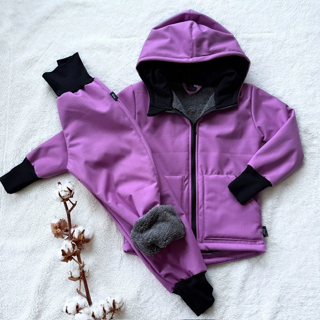 Kinder Winter Softshelljacke mit Lammfell altrosa