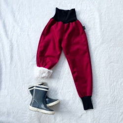 Kinder gefütterte Softshell-Hosen mit Fleece rot
