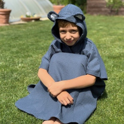  Sommerponcho für Kinder mit Kapuze und Ohren, indigo