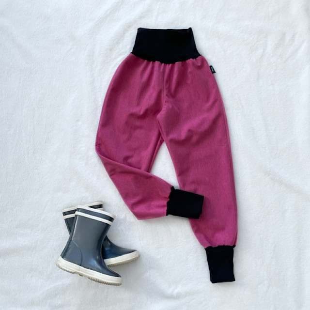 Kinder gefütterte Melange Softshell-Hosen mit schwarzem Bund rosa