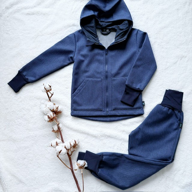 Kinder gefütterte Softshell-Hosen  dunkelblau - Fischgrätenmuster