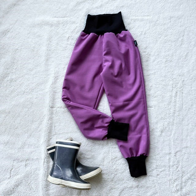 Kinder Winter Softshell gefütterte Hose mit Lammfell altrosa (graues Lammfell außen)