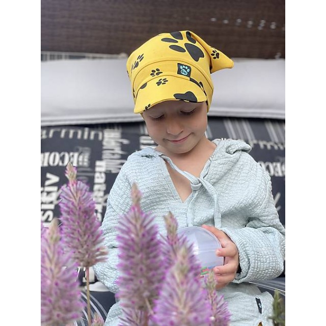 Kindersommerhut mit Schild PACKY orange