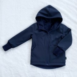 Dunkelblaue Kinder-Winter-Softshell-Jacke mit Futter