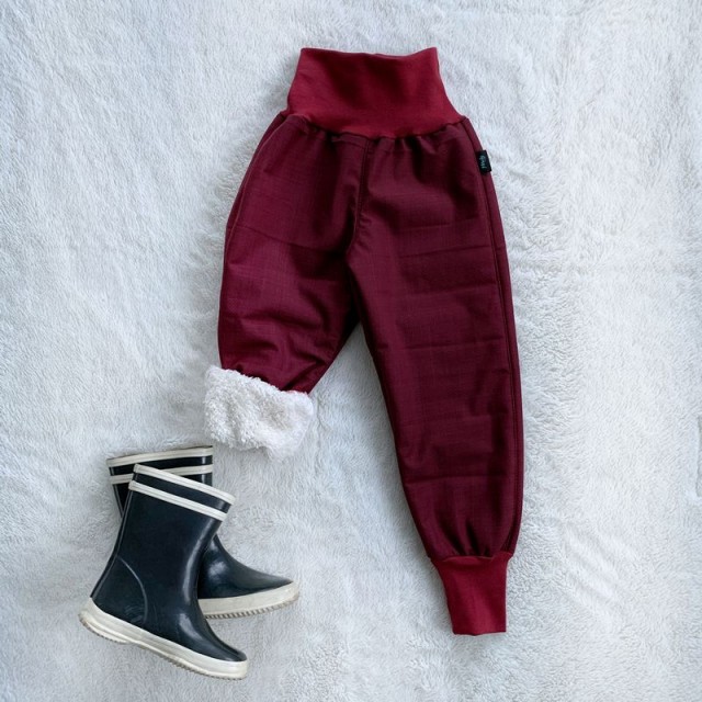 Kinder Winter gefütterte Softshell-Hosen mit Fleece in Bordeaux