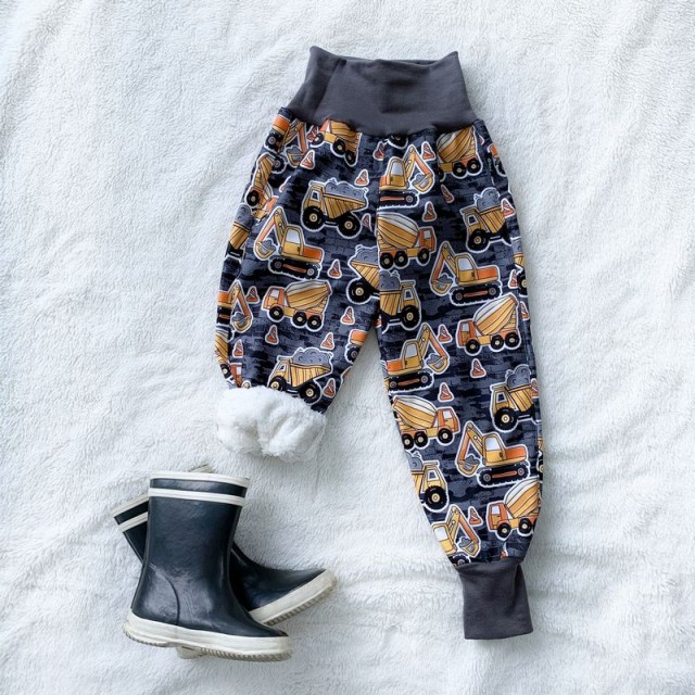 Kinder Winter gefütterte Softshell-Hosen mit Lammfell STAVEBNÉ STROJE