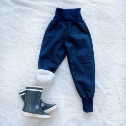 Kinder Winter Softshell gefütterte Hose mit Lammfell dunkelblau